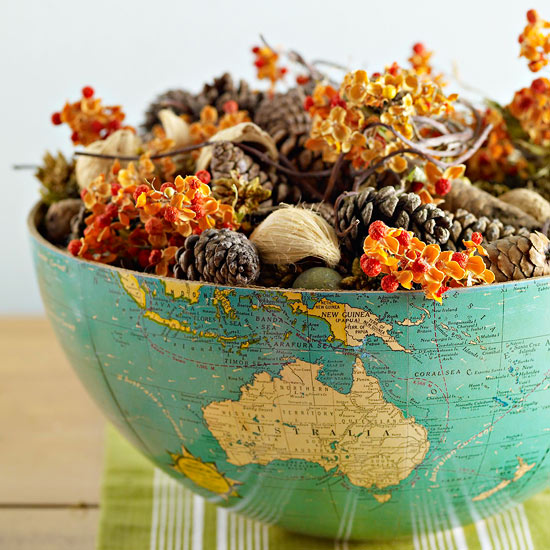 Repurpose Old Globes as Fall Centerpieces