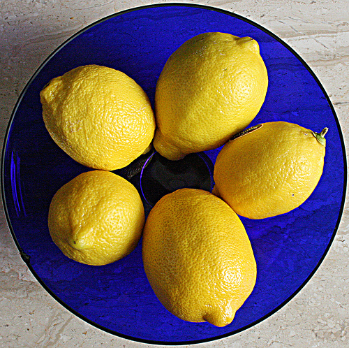 Squircle - Lemons & Cobalt Bowl by Jill Clardy lemons photo