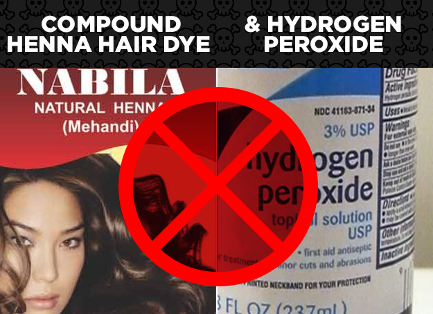 Compound Henna Hair Dye + Hydrogen Peroxide = Foul Chemical Reaction