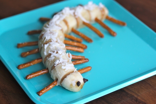 Turn a banana into a pretzel-legged caterpillar.