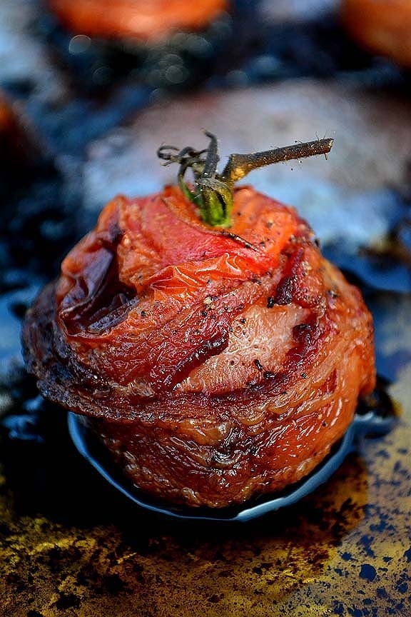 Fire-Roasted Tomatoes Wrapped in Bacon