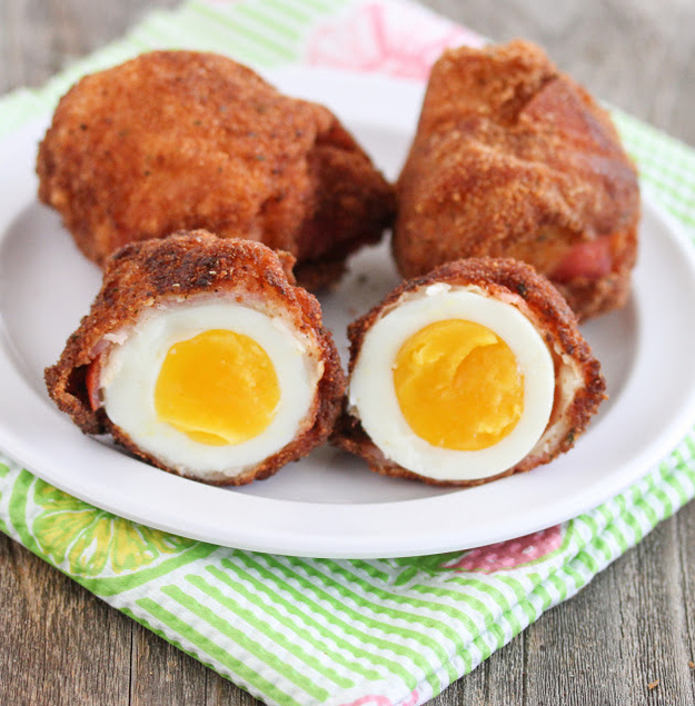 Hardboiled Eggs Wrapped in Breaded Bacon
