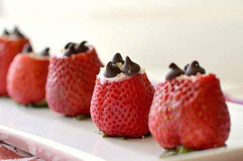 With Greek yogurt and chocolate chips.