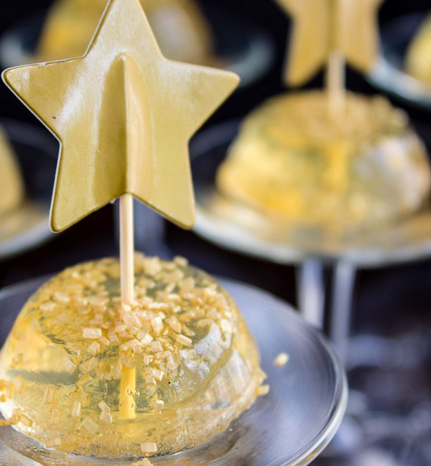 Champagne Jello Shots With Raspberry