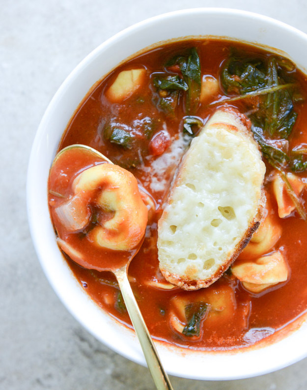 White Bean Tortellini Soup with Grilled Havarti Toasts