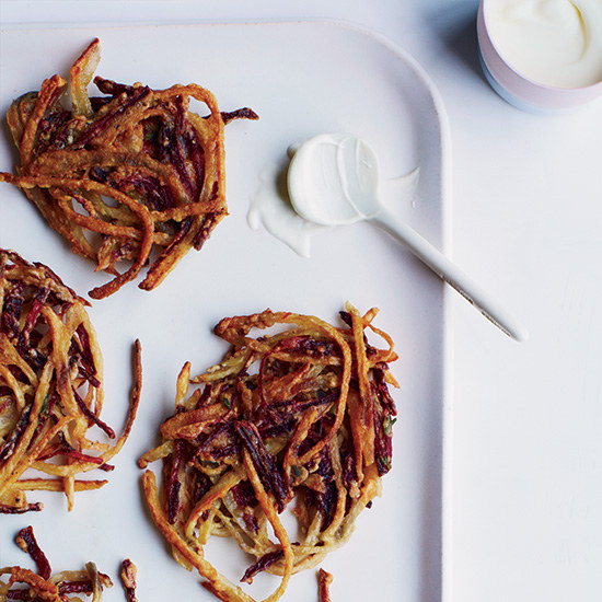 Beet & Potato Latkes with Thyme