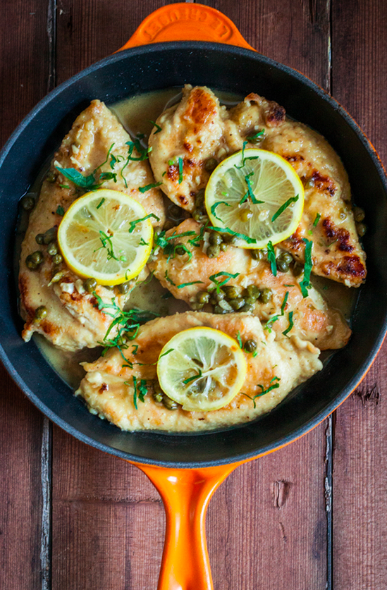 Chicken (or fish) in a simple white wine sauce: