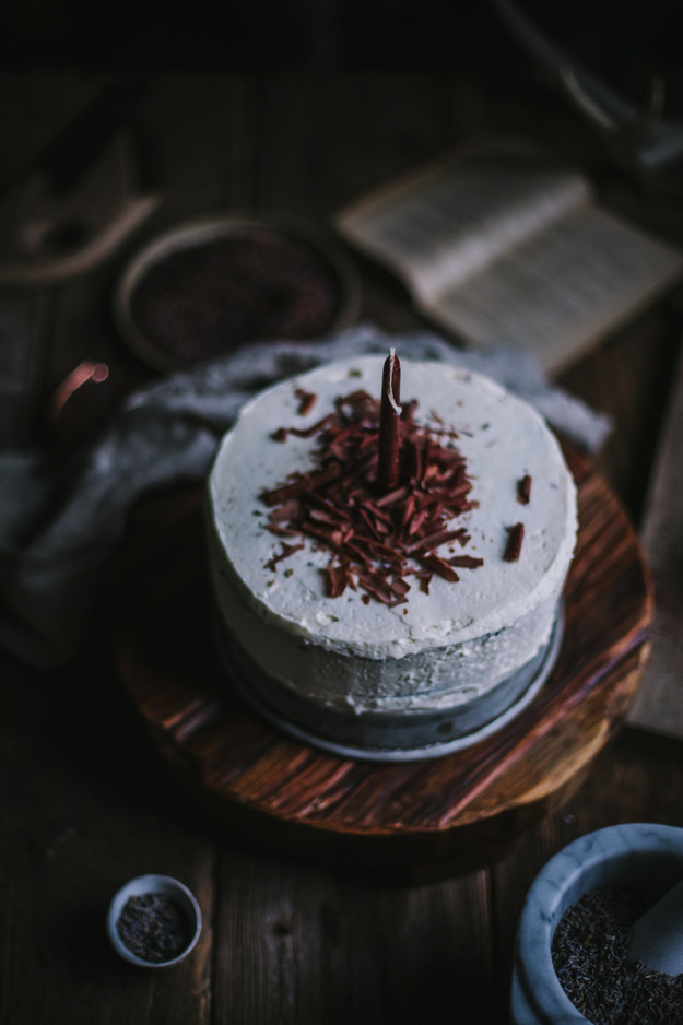 Dark Chocolate Cake with Lavender Ganache