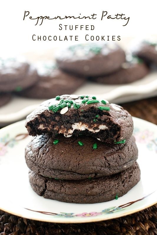 Peppermint Patty Stuffed Chocolate Cookies