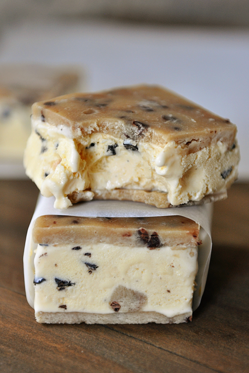 Chocolate Chip Cookie Dough Ice Cream Sandwich