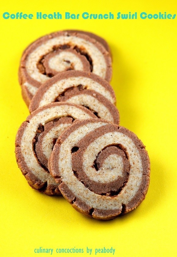 Coffee Heath Bar Crunch Swirl Cookies