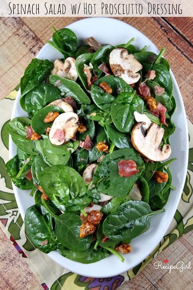 Spinach Salad with Hot Prosciutto Dressing