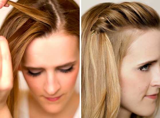 Try a simple waterfall braid and pin at the crown.