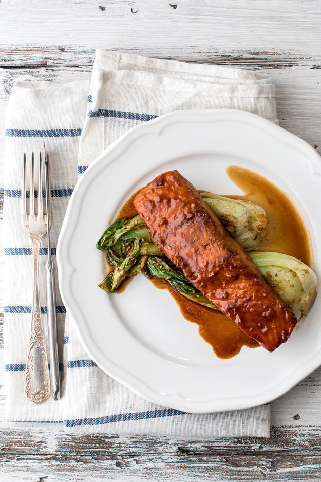 Sticky Salmon with Sesame Bok Choy