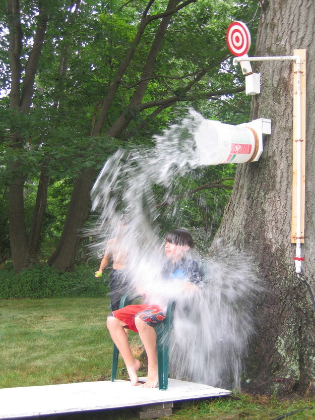 DIY a dunk bucket to drench your friends (and practice your throwing).
