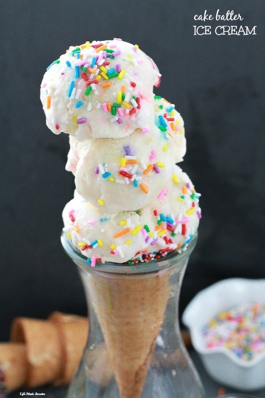 No-Churn Cake Batter Ice Cream
