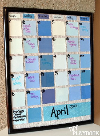 Create a reusable calendar with a frame and paint swatches.