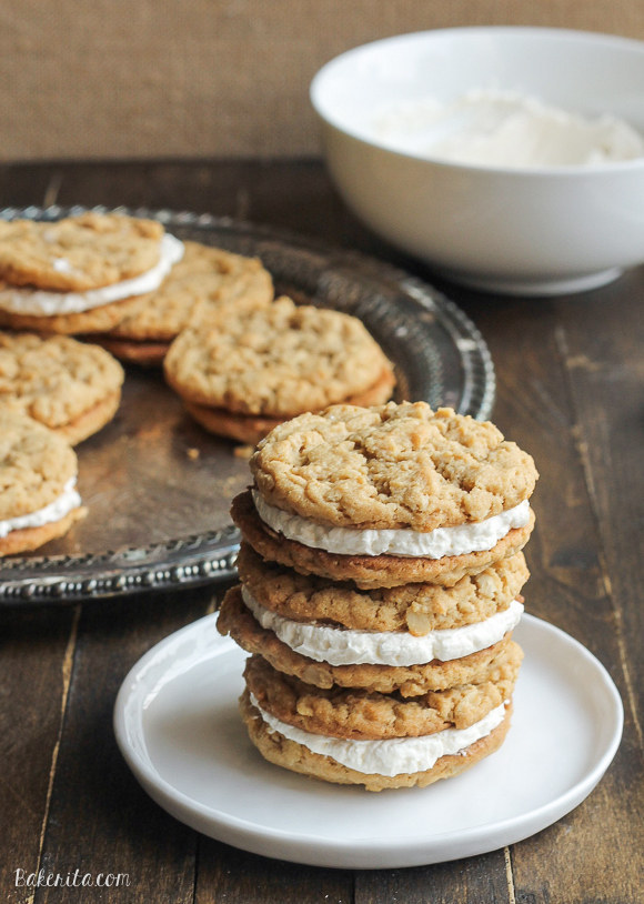 Peanut Butter Oatmeal Sandwich Cookies with Marshmallow Creme Filling
