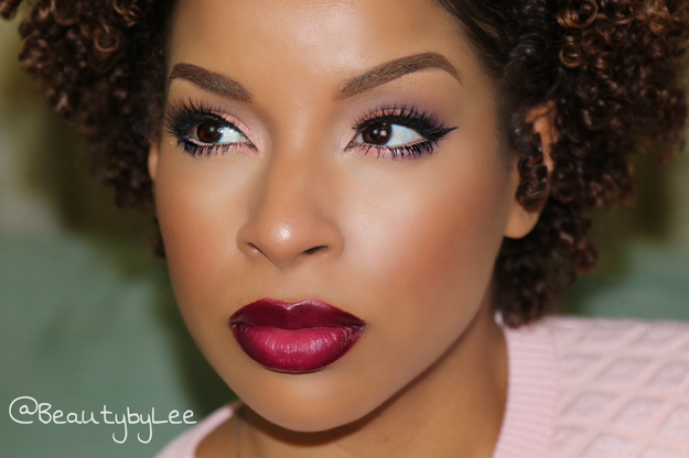 Use a dark, ruby liner with a classic red lipstick for this beautiful look.