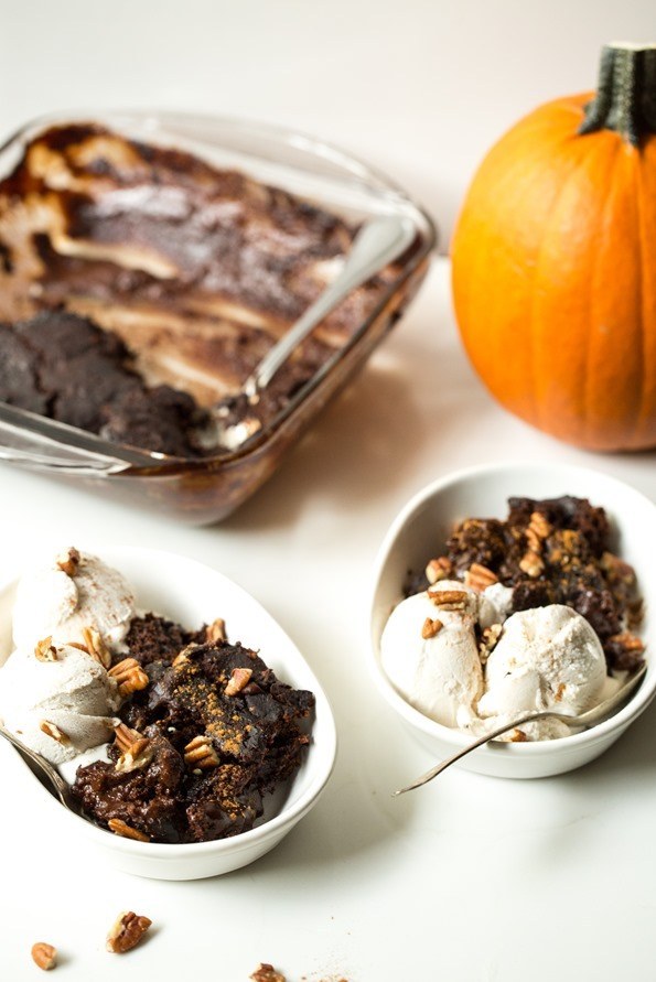 Gooey Pumpkin Spice Latte Chocolate Pudding Cake
