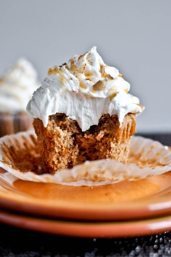Sweet Potato Pie Cupcakes with Marshmallow Frosting
