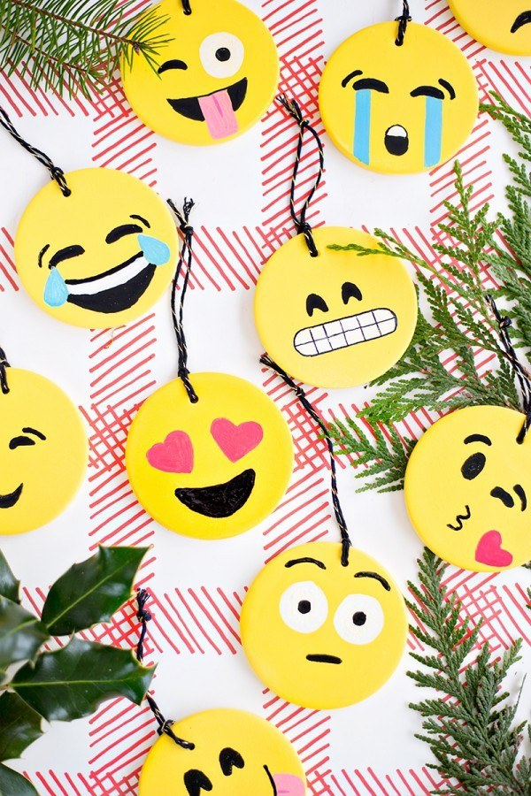 Make your own emoji ornaments.