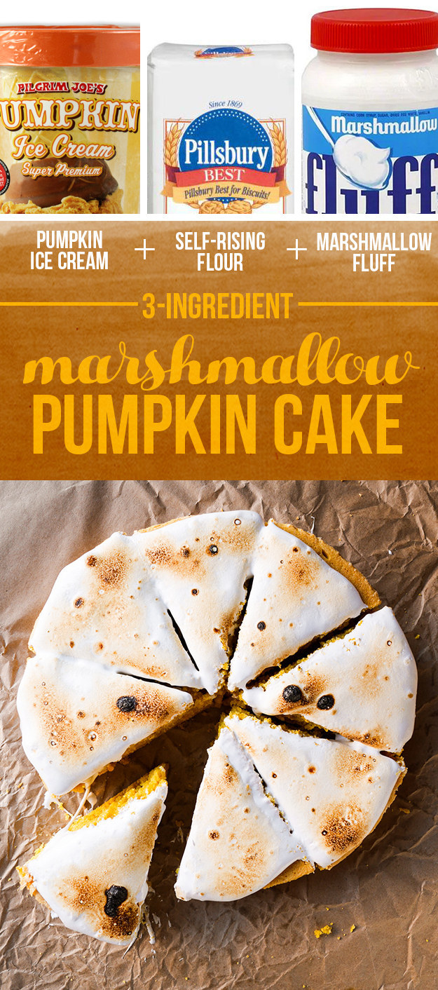 Pumpkin Ice Cream + Self-Rising Flour + Marshmallow Fluff = Marshmallow Pumpkin Cake
