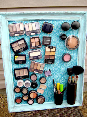 10. Make a magnet board to organize your makeup.